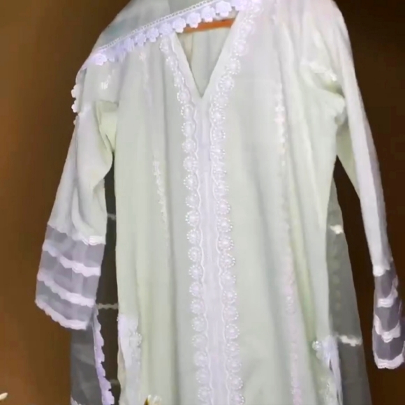 Cotton kurta set with organza dupatta - Picture 5 of 6